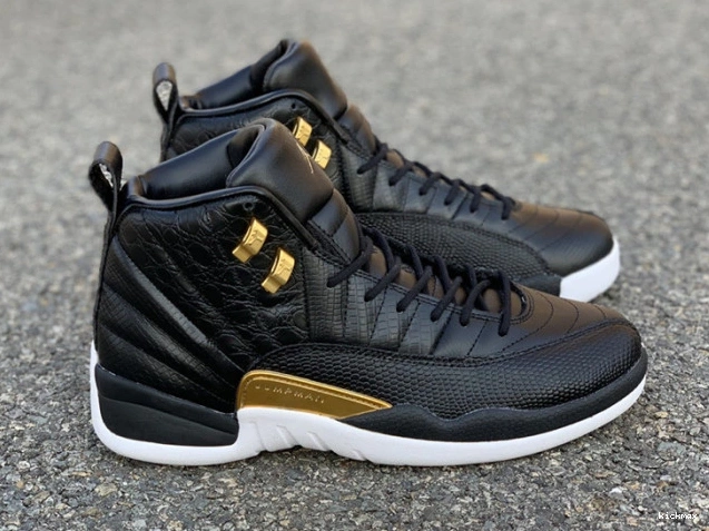 Rep AO6068-007 Black 'Reptile' Retro Gold-White Air 12 Metallic Jordan 0627